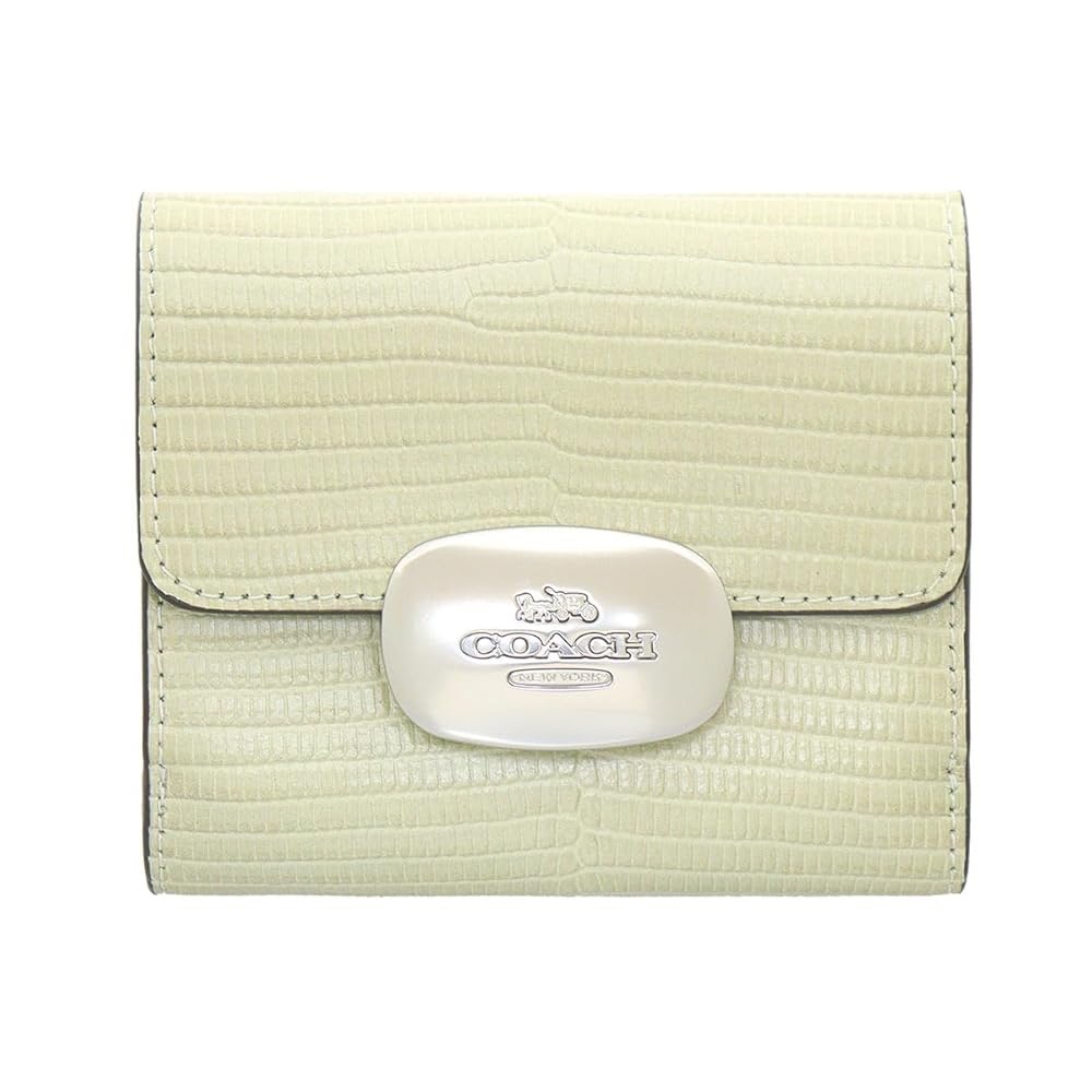Coach Eliza Croc Embossed Textured Leather Wallet with Snap Closure